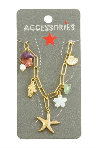 Generic Brand Mixed Starfish Luxury Steel Anklet - Yellow