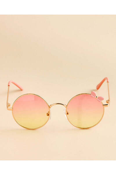 REDTAG نظارات شمسية دائرية وردية اللون على شكل فراشة للفتيات