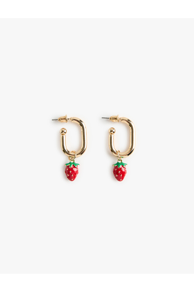 Koton Steel Mixed Dangle Fruit Charm Hoop Earrings