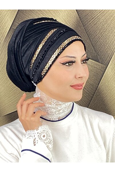 MY UKİYO STORE GOLD UZUN BONCUKLU TAŞLI TESETTÜR ABİYE BONEŞAL