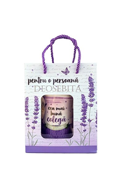 velve Set Cana ceramica si lingurita, cu mesaj " Cea mai buna colega din lume "