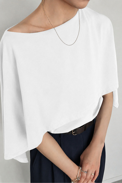 BLUE STREET Women's Cape Detailed Trendy Blouse