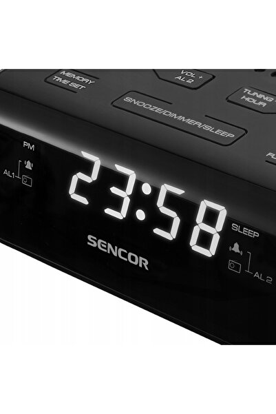 Sencor SRC 136 B Radiobudzik, afișaj LED, programabil. 20 de posturi FM