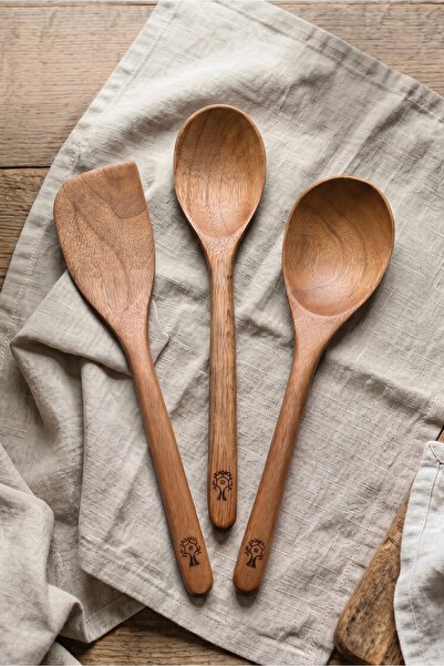 Öz Ahşap Handmade Chocolate Acacia Wooden Spoon, Pilav Spoon & Spatula Wooden...