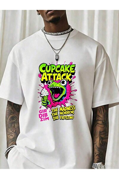 NOURAM تي شيرت رجالي أسود بتصميم جرافيك من Cupcake Attack Gir Dib Zim Madness...