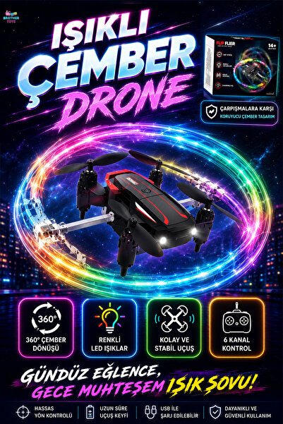 Brother Toys Uzaktan Kumandalı Çember Drone Havada Işık Topuna Dönüşen Dron B...