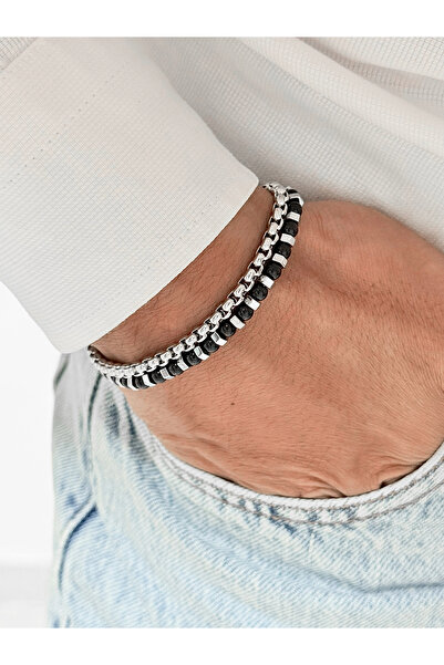FERRO Black and Silver Steel Men's Bracelet Frj10164A-B2 2 Year Warranty Gift...