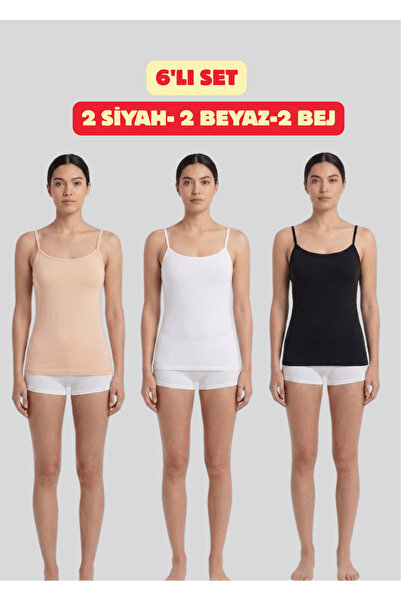 NACAR STORE Women's Set of 6 Cotton Lycra Thin Strap Undershirts