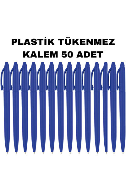 KALE PROMOSYON Plastic Ballpoint Pen 50 Pieces Ballpoint Pens Write in Blue C...