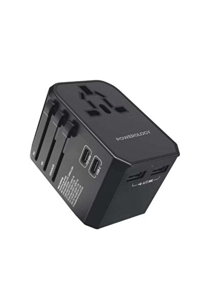 Powerology Universal Multi-Port Travel Charger with 45W Power Delivery, 8A Du...