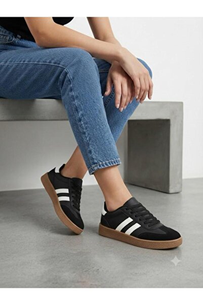 Lütfi Women's Black Sneaker Daily Orthopedic Sole Walking Sports Shoes
