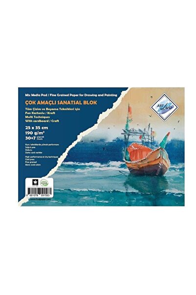 art liva Resim Defteri Fon Kartonlu 25x35 190 Gr.30+5+2 Kraft Yp. (SD-110)