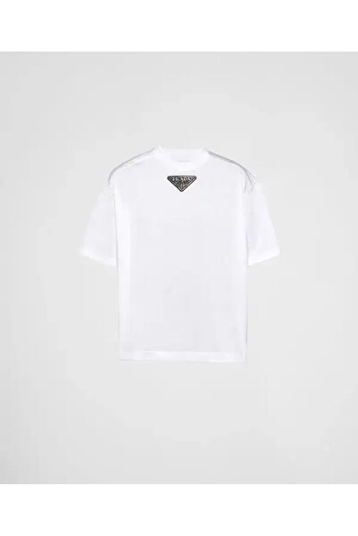 prada universal Triangular Emblem Re-Nylon and Jersey T-Shirt