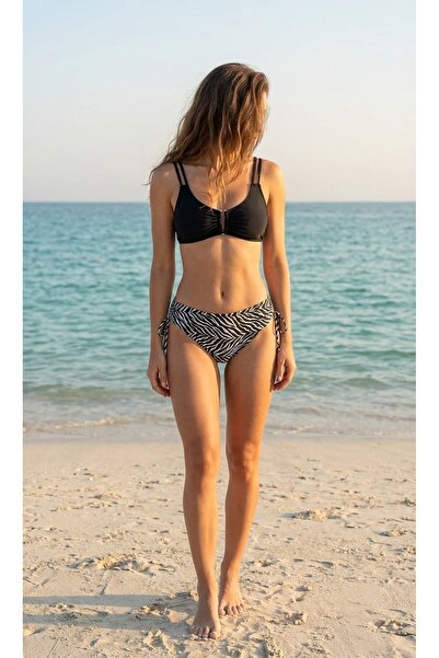 Maser Kadın Zebra Desenli Yanları Bağcıklı İpli Bikini Altı