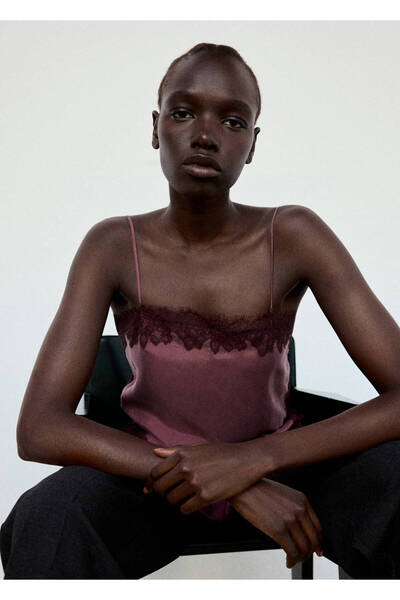 MANGO Woman Saten dantel bluz