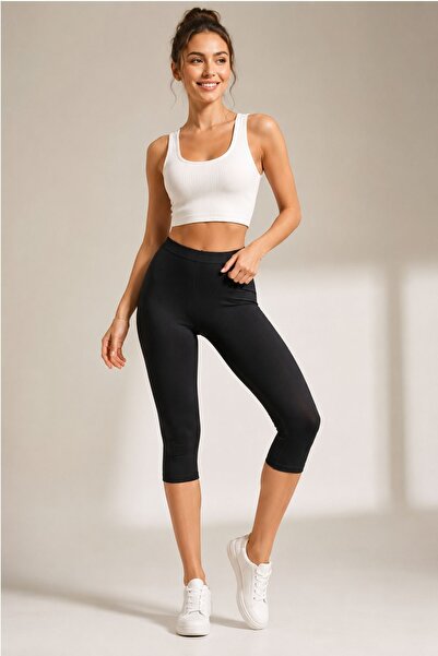 fevien Women's Cotton Capri Leggings, Stretchy High-Waisted, Below-Knee Short...