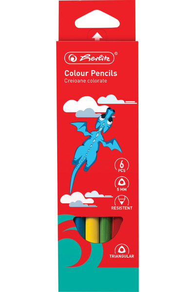 Herlitz Creioane colorate Jumbo, mina 5mm, set 6,