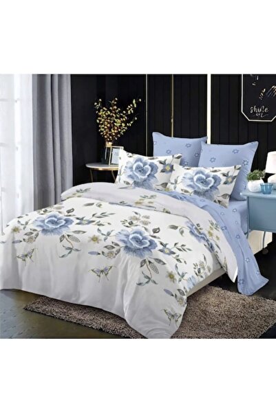 OEM 6-piece Finet Cotton Bed Linen Set, 2 faces, blue