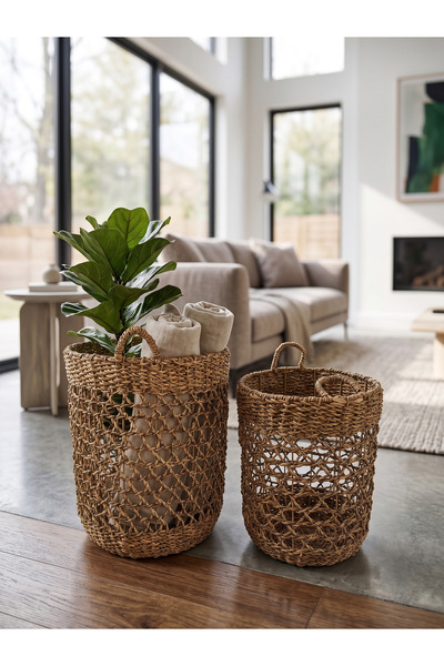 DS Home&Design Bohemian Style Lattice Weave Multi-Purpose Wicker Basket - Hom...