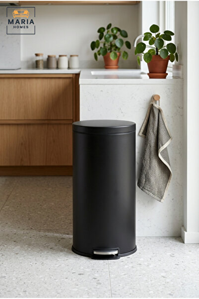 MARIA HOMES Round Pedal Trash Bin with Lid, Slim Hands-Free Waste Container f...