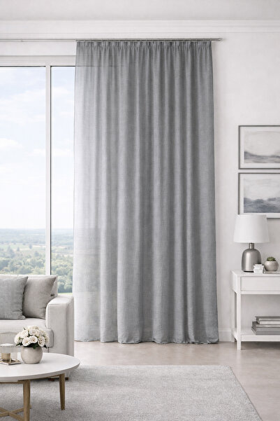 Premier Home Aura Anthracite Custom Size Tulle Curtain 220X260 1X2,5 Pleat