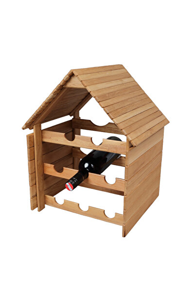 LimArt Suport Vin din Lemn Tip Casuta, Capacitate 8 Sticle, Design Rustic Art...