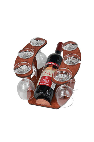 LimArt Minibar Decorativ din Lemn cu Sticla de Vin 750 ml si 6 Pahare, Design...