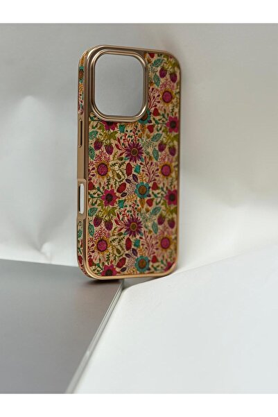 EFCASE iPhone 16 Pro Tuval Kılıf - Egzotik Lotus Desenli Sanatsal Koruyucu