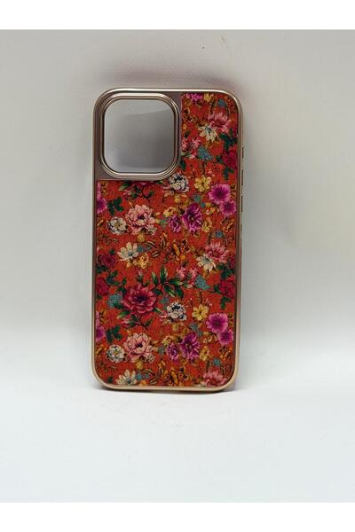 EFCASE iPhone 15 Pro Max Tuval Kılıf - Egzotik Lotus Desenli Sanatsal Koruyucu