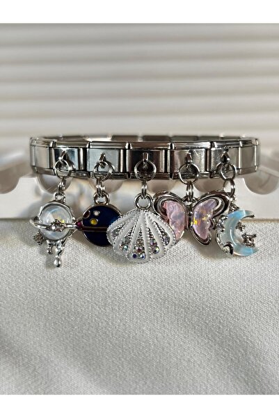 bijoux uniques New Season Venus Sea Shell Butterfly Moon Charm Steel Italian ...