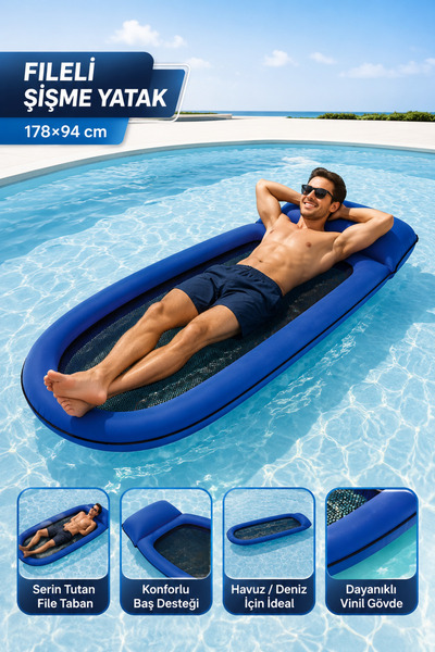 TRENDZONE Fileli Şişme Yatak 178×94cm – Yastıklı, Serin Tutan File Tabanlı, H...