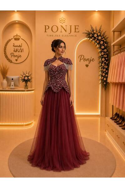 genric Shine Bright with This Luxurious Burgundy Gown, Exuding a Regal Look T...