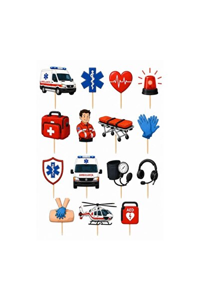 DecoParty Set de decorațiuni pentru tort – Tematică șofer de ambulanță, 15 pi...