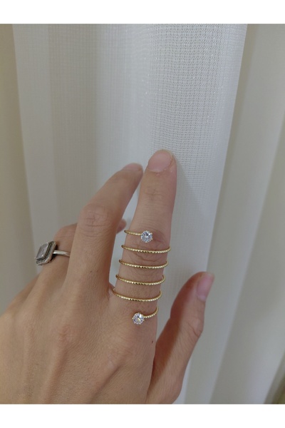 lavante butik kendini özel hisset Steel Spiral Wire Stone Spiral Ring (Adjust...