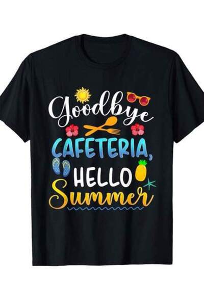 Astogria13 تي شيرت كاجوال يومي بطبعة 'Goodbye Cafeteria Hello Summer Lunch La...