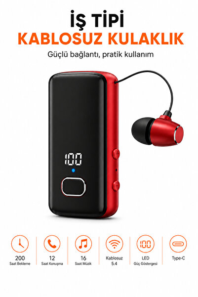 Ayers İş Tipi Tek Kulak Kablosuz Makara Kulaklık, 2 Cihaza Bağlanma, 5.4 Bağl...