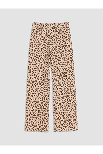 LC Waikiki Wideleg Leopard Patterned Girls' Trousers (W6)