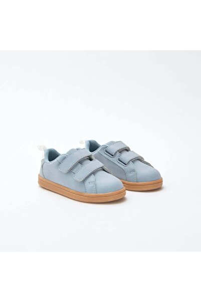 KIABI Two-Tone Suedette Low-Top Sneakers with Hook-and-Loop Fastening BLUE