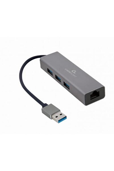 Gembird Hub, Gembird, USB 3.0, 3 porturi, Gigabit port, Gri