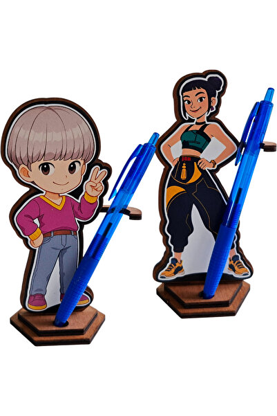 OEM Set 2 Figurine Huntrix Zoey Mystery Kpop, lemn, 15 cm, suport pix