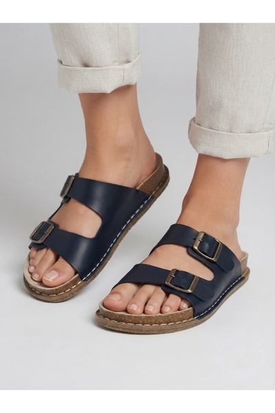Rüya Shoes شبشب نسائي من الجلد الطبيعي بإبزيم يومي الاستخدام