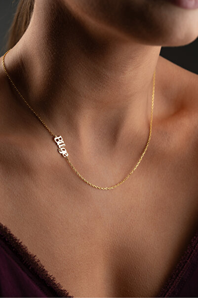 beonejewelry 925 Ayar Gümüş Kişiye Özel Yan İsim Kolye