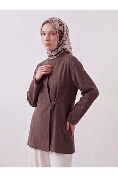 Feyre İpek Chain Patterned Cotton Scarf - Brown Cream