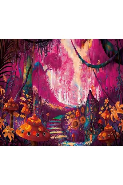 OEM Tapiserie de perete UV, model cu ciuperci de pădure, 230 x 180 cm, reacti...