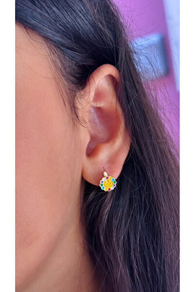 iky aksesuar Children's Steel Hoop Earrings Smiling Face