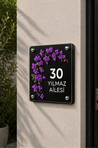 JHAAR Kişiye Özel Pleksi Kapı İsimliği – Modern & Lüks UV Baskılı Dekoratif K...