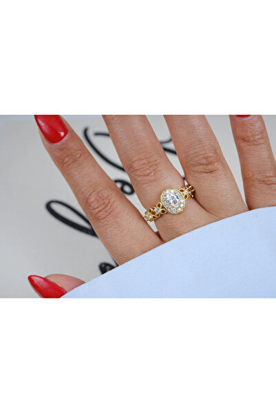 ATELİER TUĞBA Yzk563 Oval Single Stone Vintage Adjustable Ring