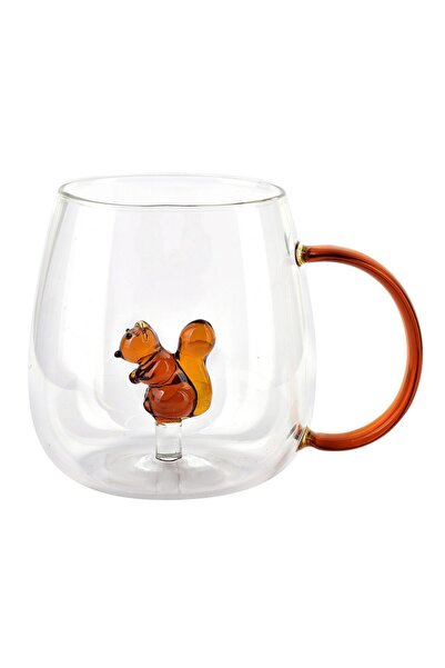 MONDEX Cană din sticlă borosilicată Peter Squirrel Squirrel 7.5x11.5x9.5 tran...