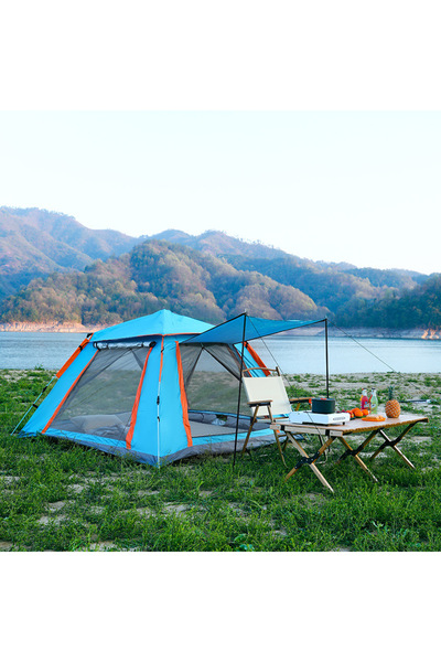 OEM Cort camping , automat, 3-4 persoane, impermeabil, albastru, 220x220x145cm