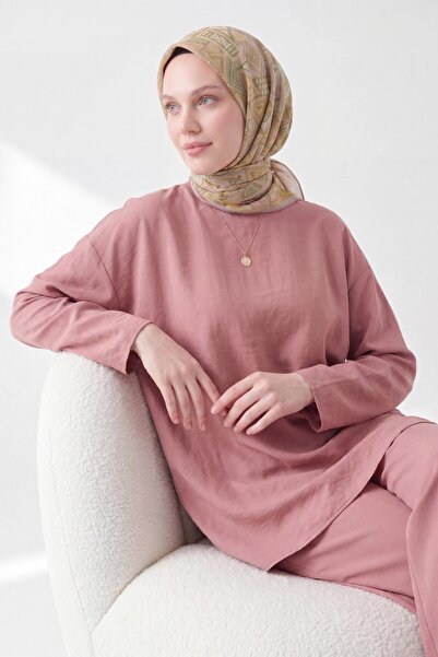 Silk Home وشاح ناعم باللون الأخضر الزيتي الهندسي